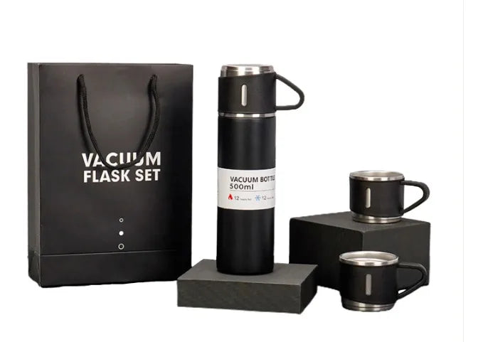 Garrafa Térmica Café Chá a Vácuo Inox Com 3 Xícaras Vacuum Flask Set 500ml Várias Cores Embalagem Presente