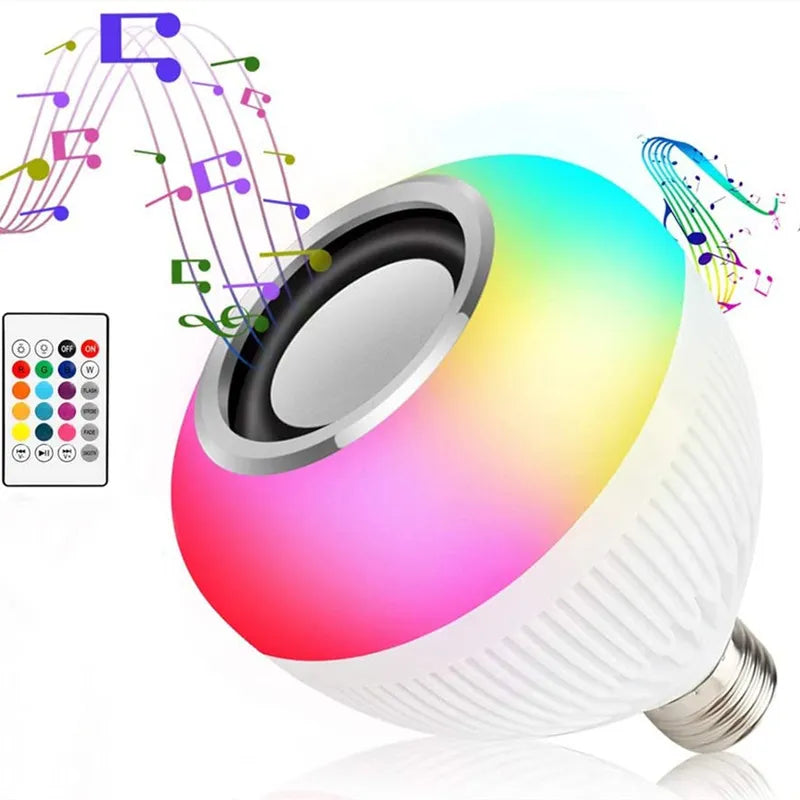 Lampada Bluetooth Led Caixa De Som Com Controle Remoto 12W Rgb Luz Colorida Balada